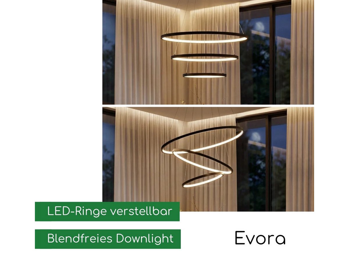 CASA DOMA LED Pendelleuchte Evora, smarte Hängelampe, Esszimmer, Wohnzimmer, Schwarz/Weiß, modern, dimmbar, LED fest integriert, Neutralweiß, Kaltweiß, Warmweiß – Bild 3 von 5