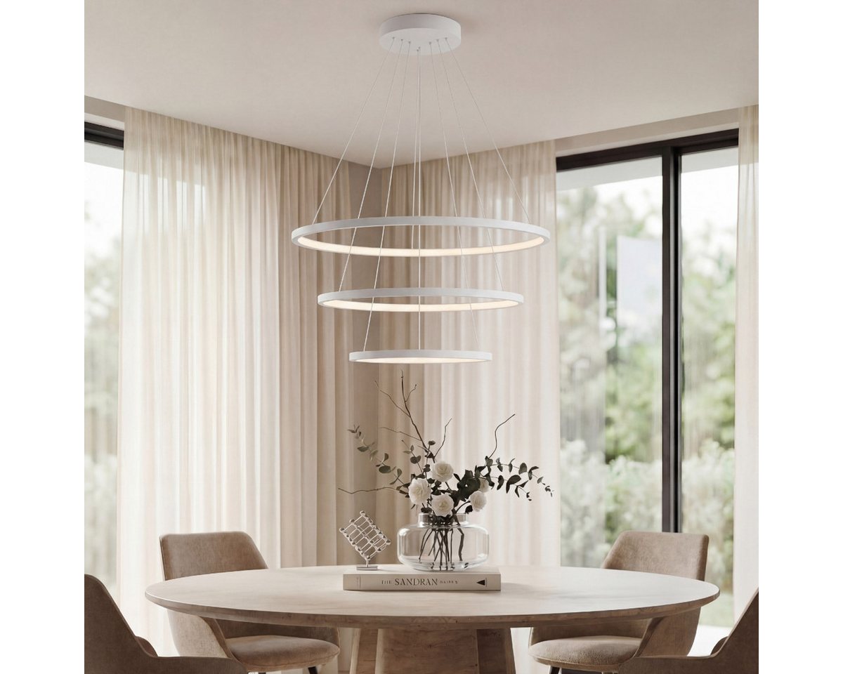CASA DOMA LED Pendelleuchte Evora, smarte Hängelampe, Esszimmer, Wohnzimmer, Schwarz/Weiß, modern, dimmbar, LED fest integriert, Neutralweiß, Kaltweiß, Warmweiß – Bild 4 von 5