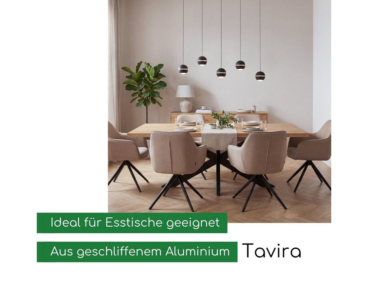 CASA DOMA LED Pendelleuchte Tavira, Metall, schwarze Deckenlampe für Esstisch, modern, dimmbar, LED fest integriert, Warmweiß, Soft-Lift-Höhenverstellung, aus M – Bild 4 von 5