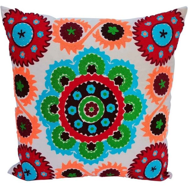 Casa Moro Dekokissen Mandala Samtkissen Kera 40x40 cm mit Füllung, Boho Kissen bestickt, buntes Couchtisch Sofakissen quadratisch Ethno Kissen