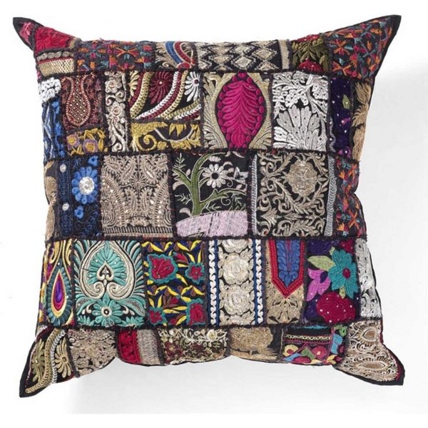 Casa Moro Dekokissen Orientalisches Patchwork Kissen Mar 40x40 cm aus Baumwolle, Besticktes Zierkissen