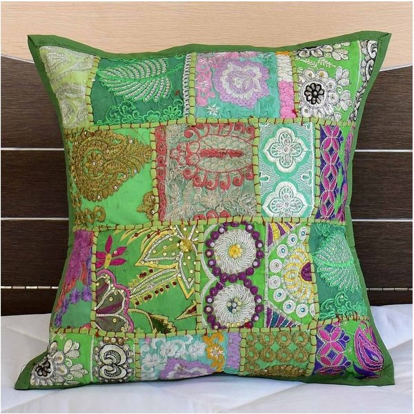 Casa Moro Dekokissen Orientalisches Patchwork Kissen Mar 40x40 cm aus Baumwolle, Besticktes Zierkissen