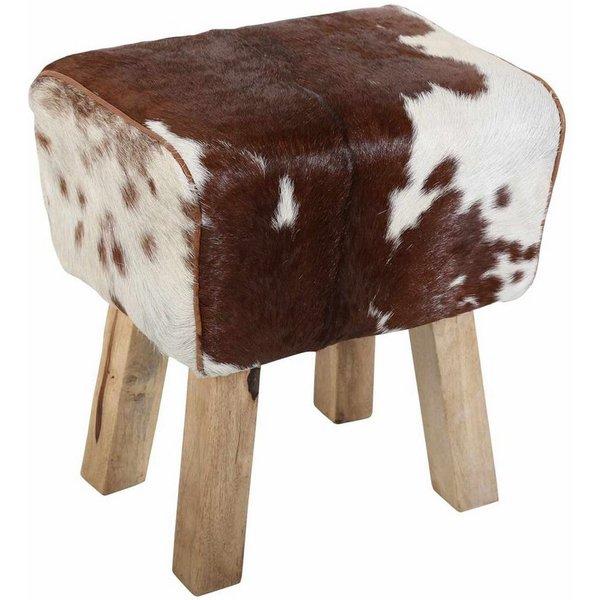Casa Moro Sitzhocker Echtleder Fellhocker Benisha Kuhfell Optik Retro Hocker Turnbock (Weihnachtsdeko, Braun Weiß gefleckt), Handmade Sitzhocker eine Kult Polst