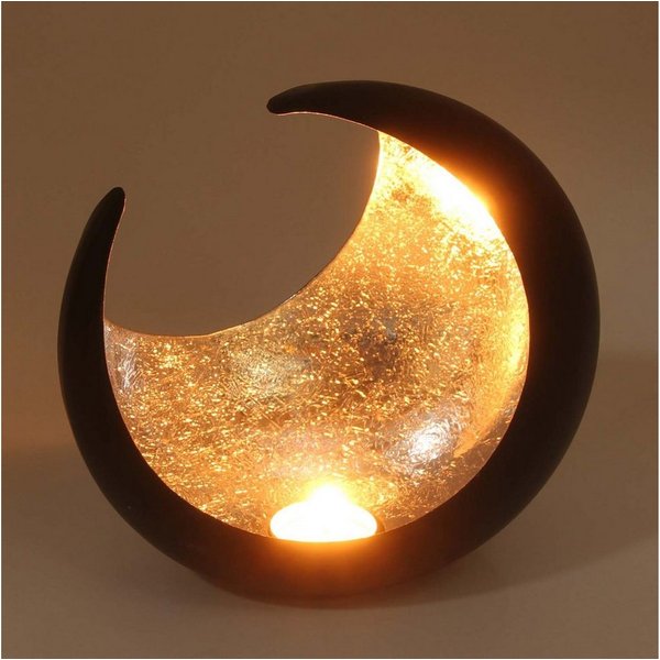 Casa Moro Windlicht Orientalischer Teelichthalter Ravi Ø 20 cm, Windlichthalter Wohn-Deko (marokkanischer Halb-Mond Metall, 1 St., Hilal Eid Mubarak Kerzenständ