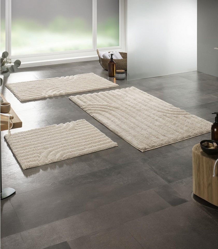 casa NOVA Badematte MINORI, Cremeweiß, Baumwolle, rechteckig, waschbar bis 40 °C, L 60 x B 50 cm – Bild 2 von 2