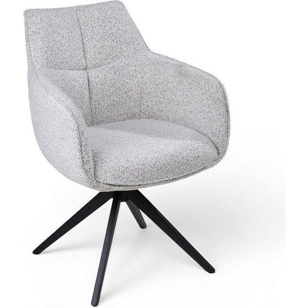 casa NOVA Esszimmerstuhl OLMO, Cremeweiß, Schwarz, Webstoff, Metall, (1 St), 360 Grad drehbar mit Rückholfunktion, B 61 x H 89 x T 63 cm