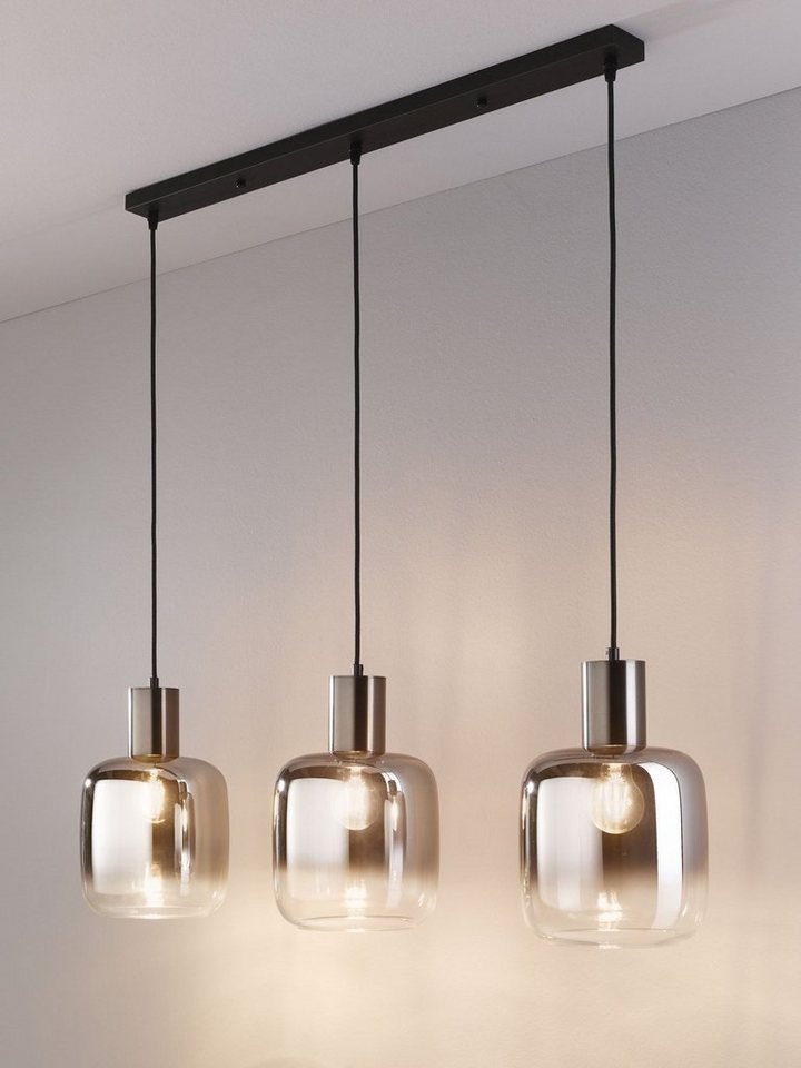 casa NOVA Pendelleuchte SVENJA, 3-flammig, Schwarz, Metall, Rauchglas, ohne Leuchtmittel, Hängeleuchte, Hängelampe – Bild 3 von 3