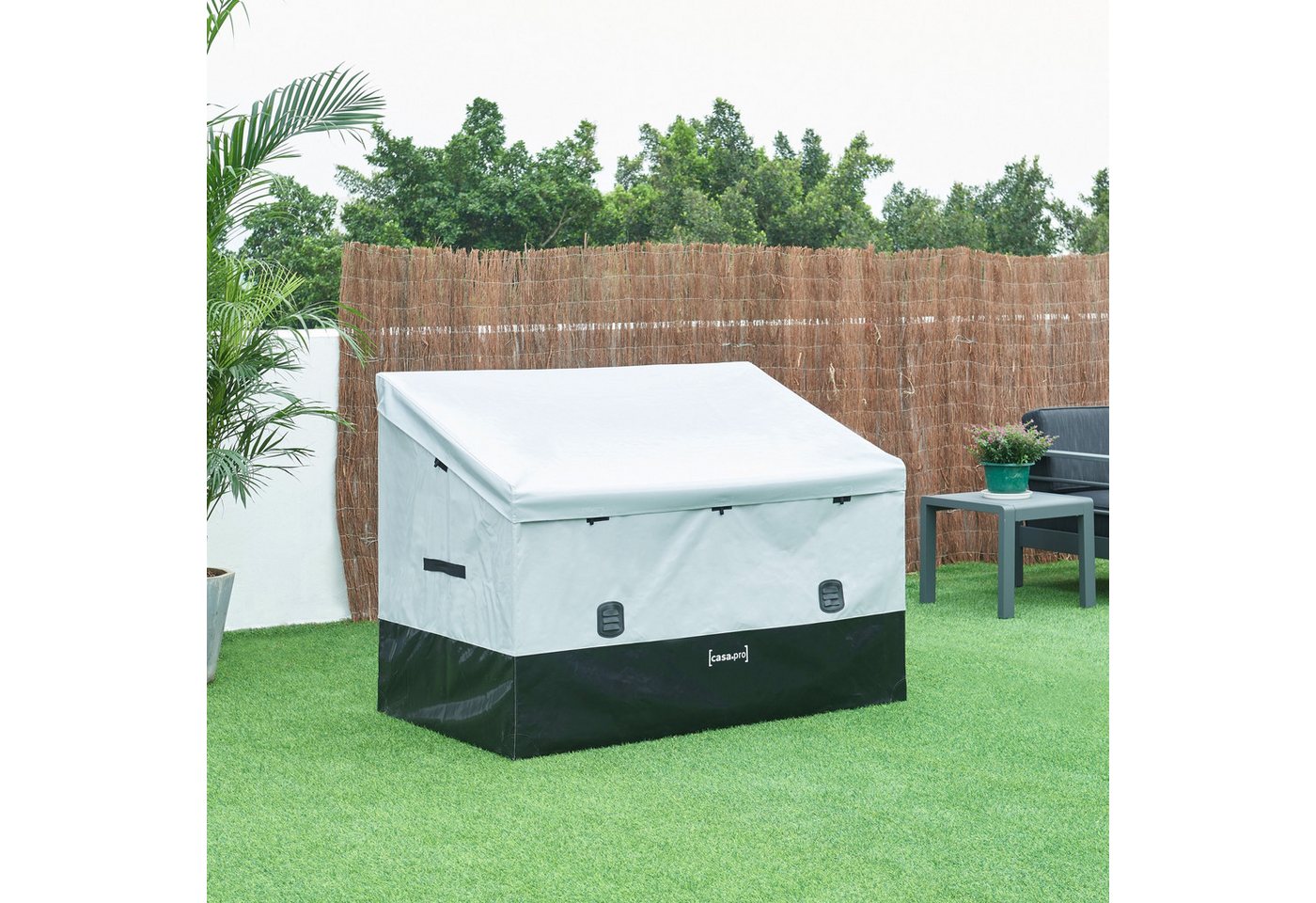 casa.pro Auflagenbox, mit Plane »Alanno« Stahl 147 x 86 x 109 cm Grau / Schwarz – Bild 2 von 5