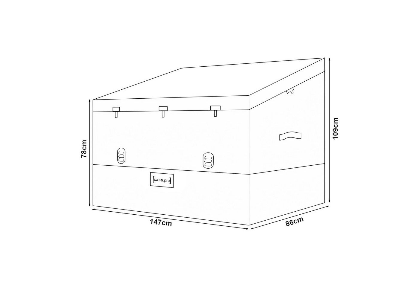 casa.pro Auflagenbox, mit Plane »Alanno« Stahl 147 x 86 x 109 cm Grau / Schwarz – Bild 4 von 5