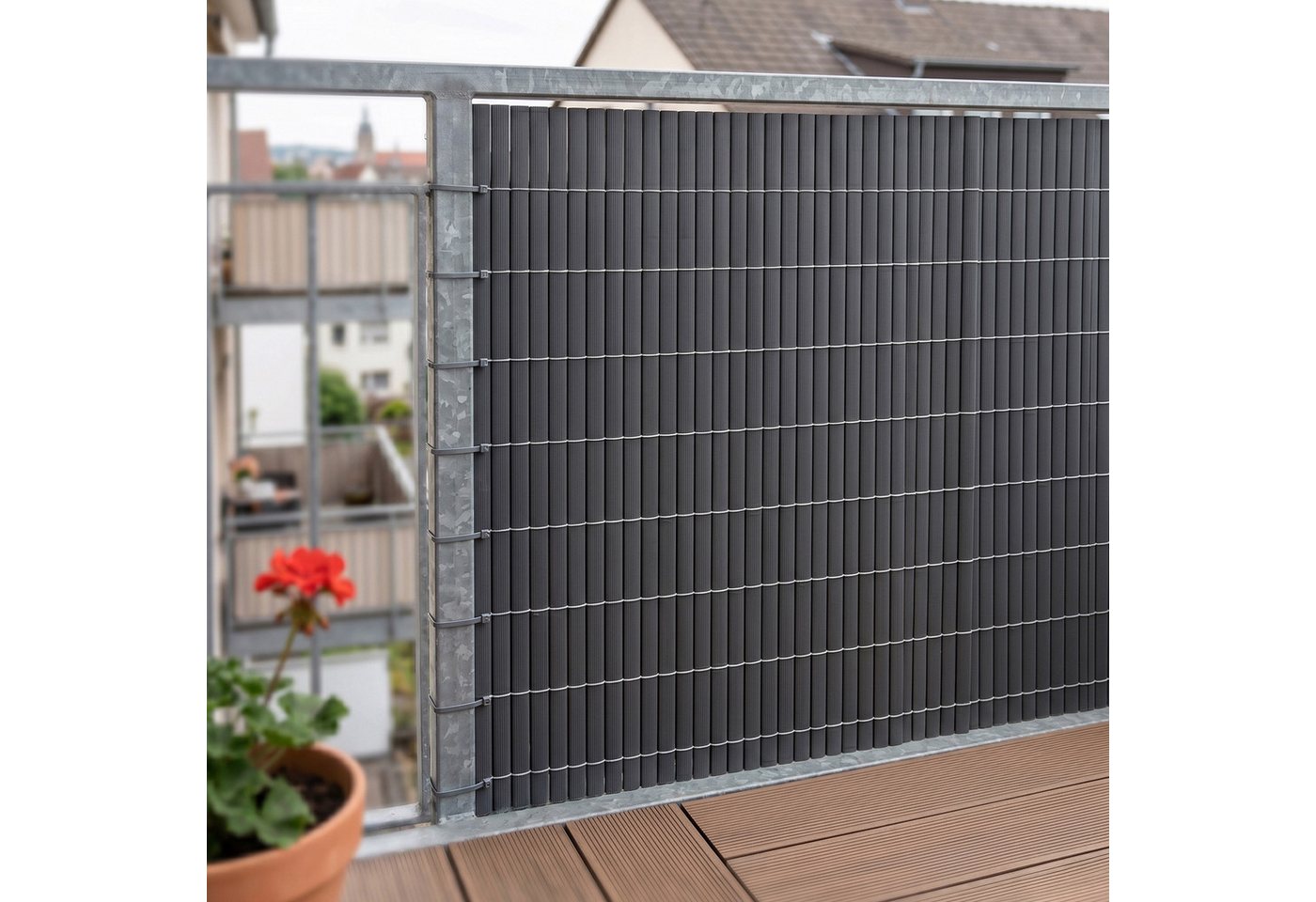 casa.pro Balkonsichtschutz »Cefalu« mit Kabelbinder Anthrazit 90 x 300 cm – Bild 2 von 5