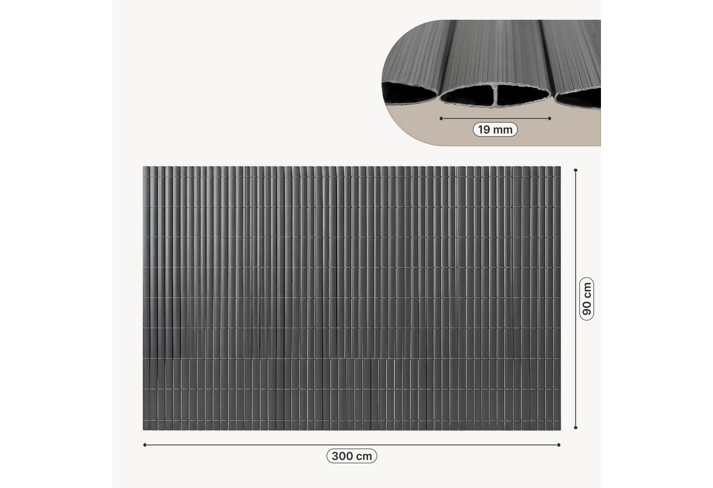 casa.pro Balkonsichtschutz »Cefalu« mit Kabelbinder Anthrazit 90 x 300 cm – Bild 3 von 5