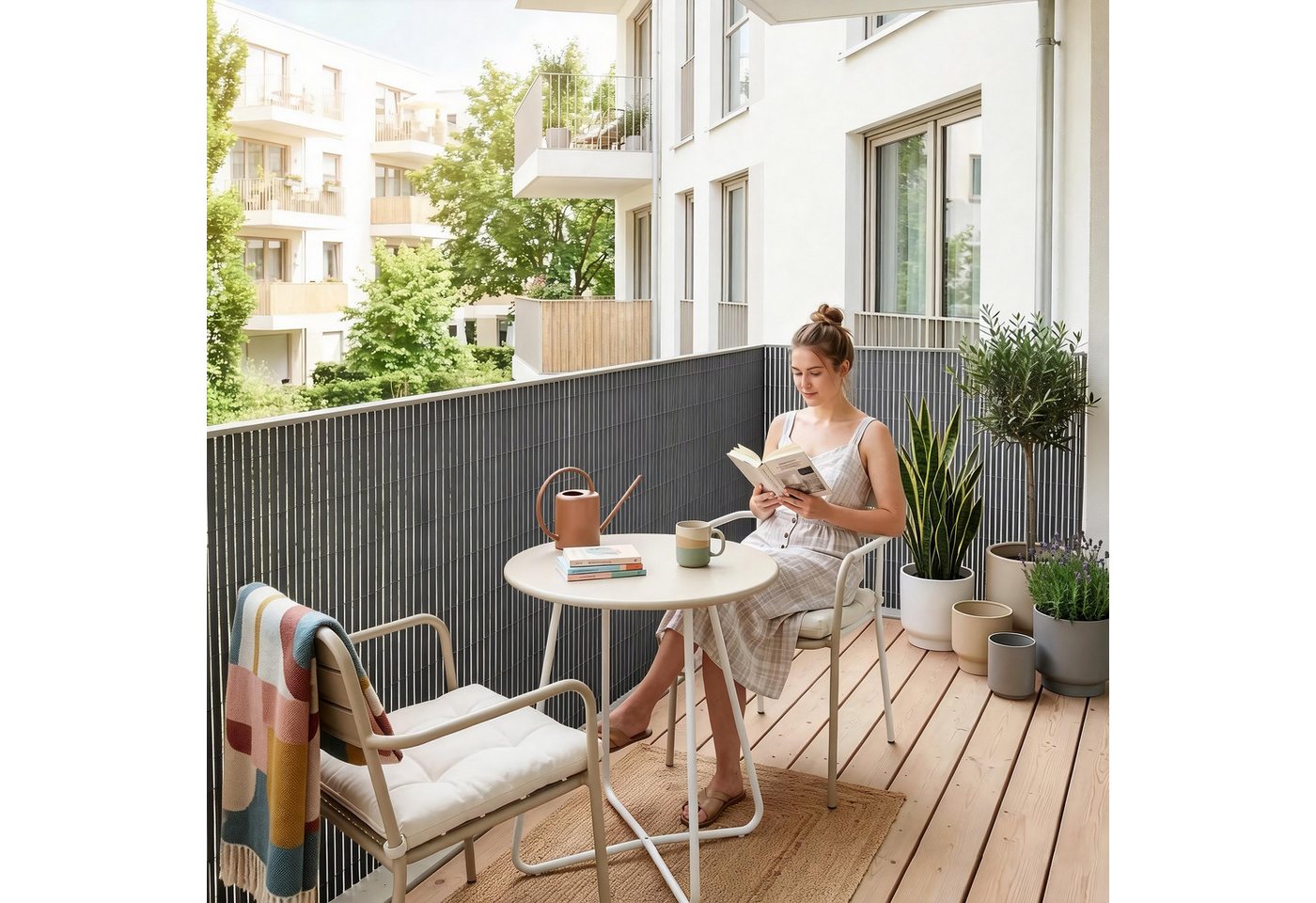 casa.pro Balkonsichtschutz »Cefalu« mit Kabelbinder Anthrazit 90 x 300 cm – Bild 4 von 5