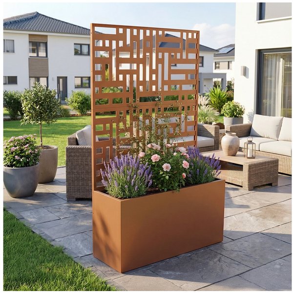 casa.pro Blumenkasten, mit Trennwand »Bernalda« Stahl 146x83x31 cm Braun