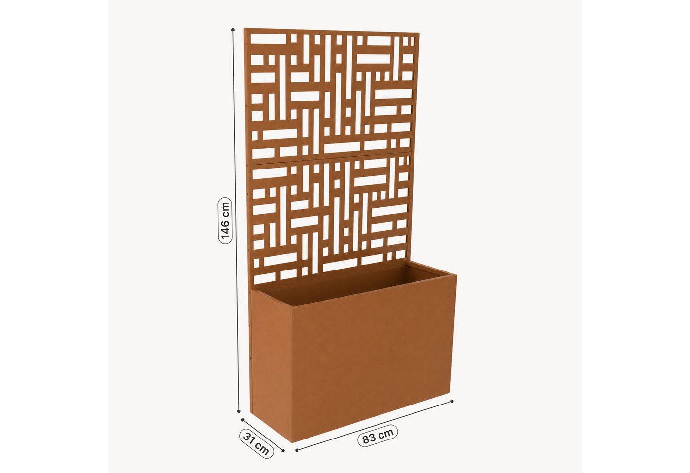 casa.pro Blumenkasten, mit Trennwand »Bernalda« Stahl 146x83x31 cm Braun – Bild 3 von 5