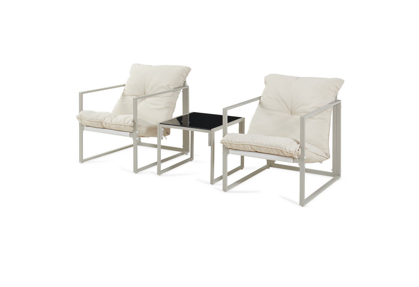 casa.pro Gartenlounge-Set, (Set, 3-tlg), »Karg« Couchtisch mit 2 Sesseln Kissen Metall Beige – Bild 3 von 5