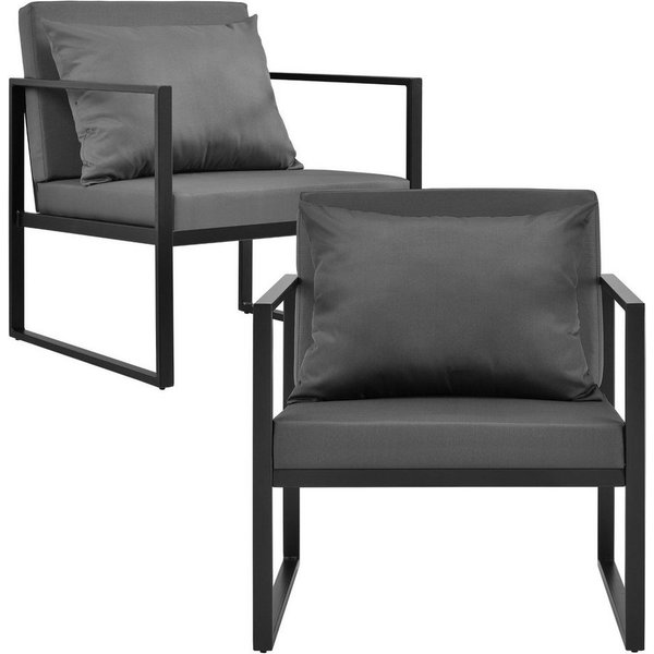 casa.pro Gartenlounge-Set, »Lerum« Gartenstuhl 2er Set Sessel mit Kissen schwarz