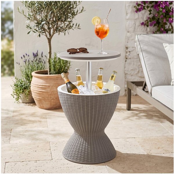 casa.pro Gartentisch, »Atessa« höhenverstellbar 58 x 49 cm 30 L Rattanoptik Hellbraun