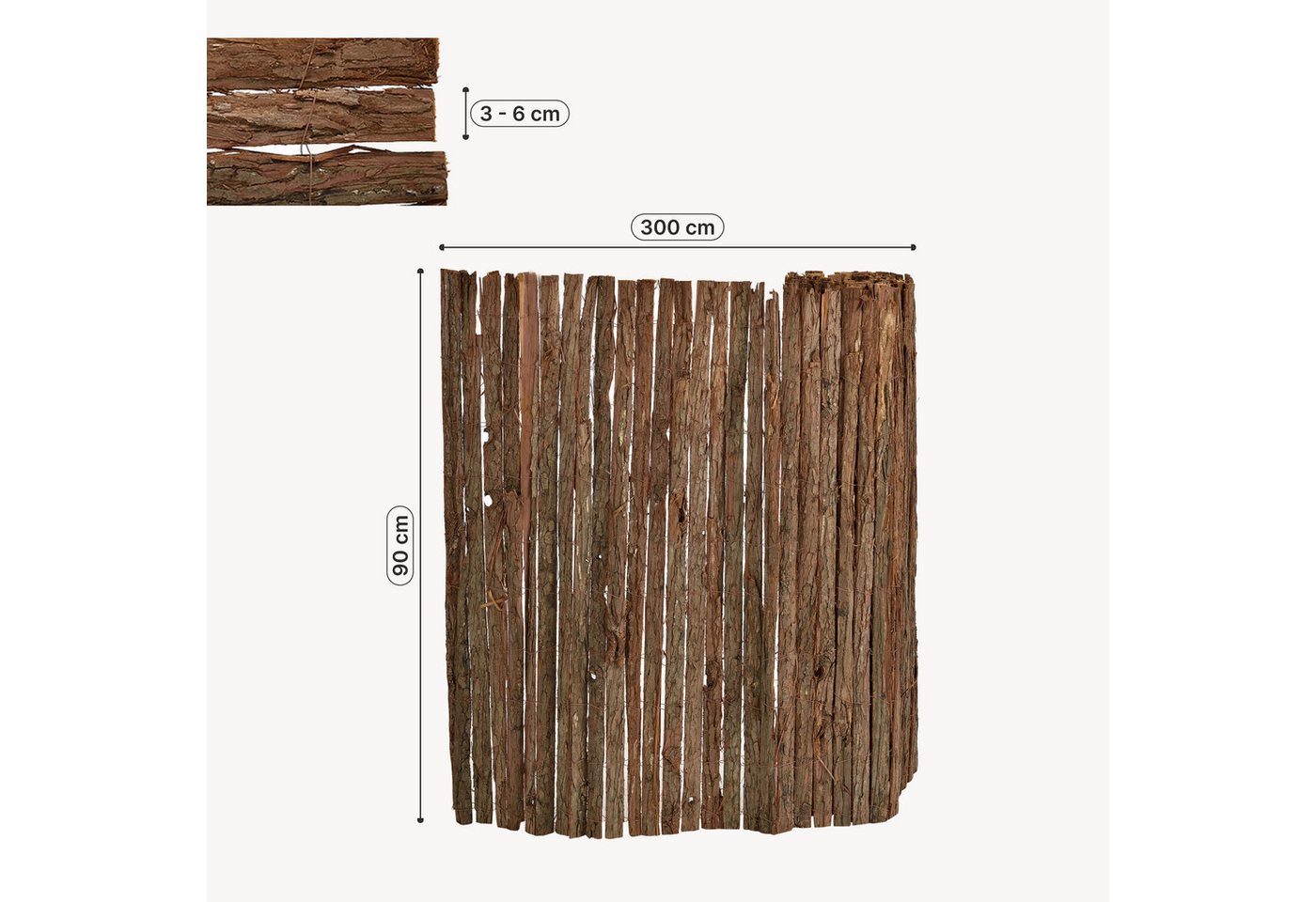 casa.pro Gartenzaun, »Zamora« Rindenzaun 90 x 300 cm – Bild 3 von 5