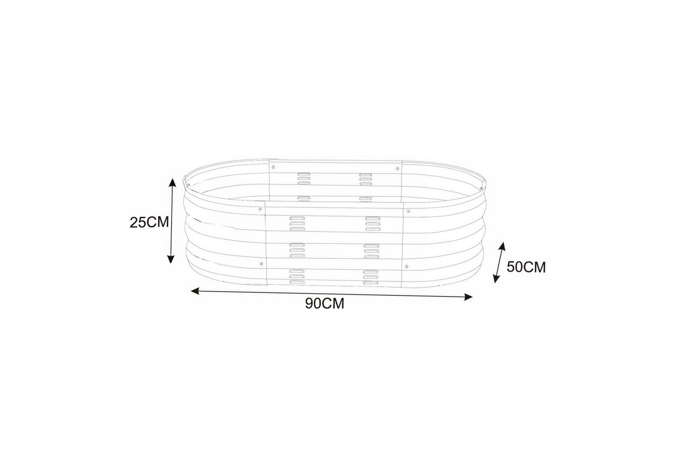 casa.pro Hochbeet, »Alfedena« verzinkter Stahl oval 90 x 50 x 25 cm Anthrazit – Bild 3 von 5