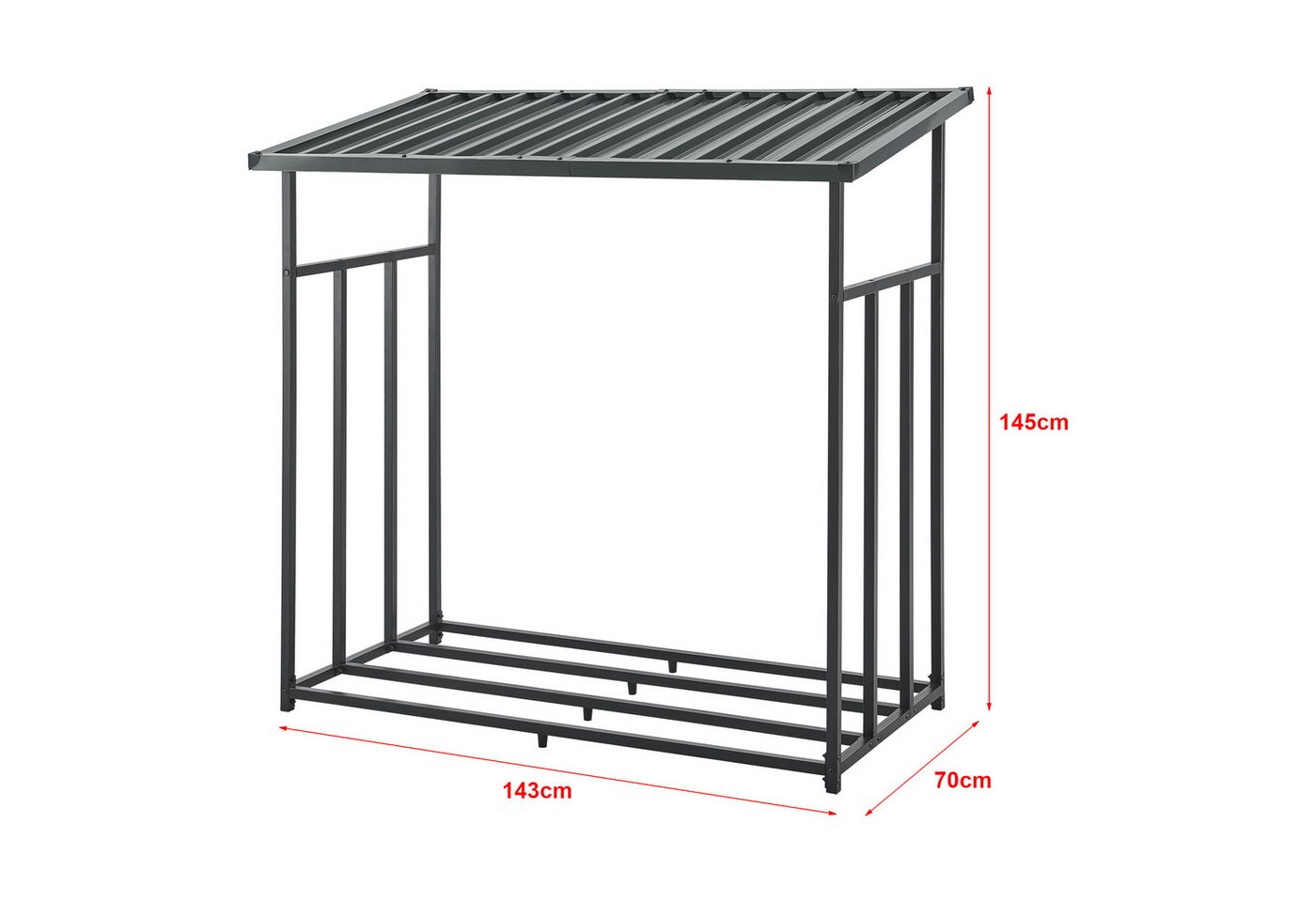 casa.pro Kaminholzregal, BxTxH:143x70x145 cm, »Yakutat« Kaminholzregal 145x143x70cm Schwarz – Bild 4 von 5