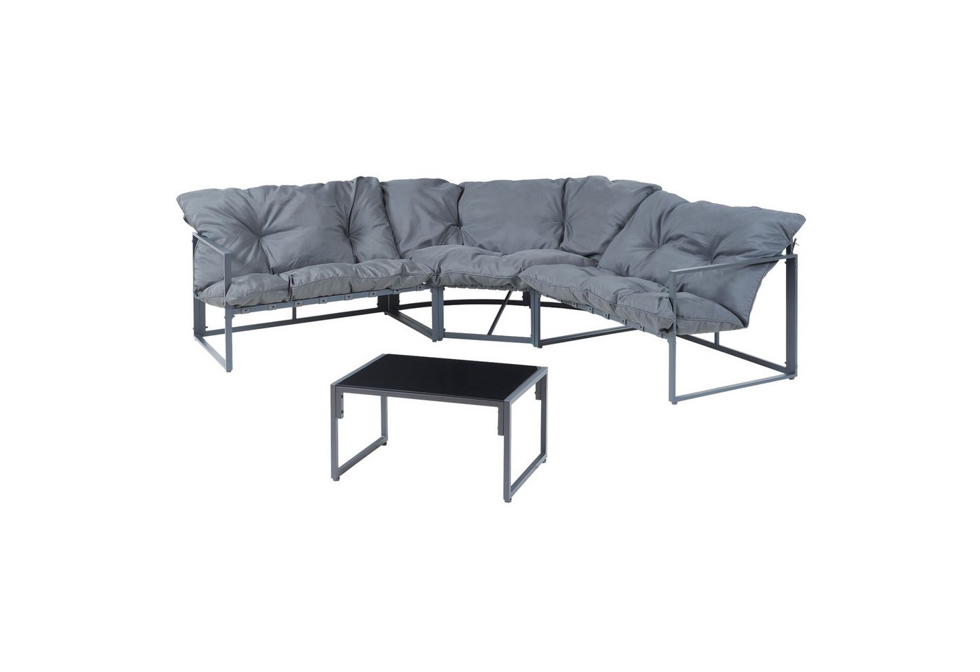 casa.pro Loungeset, (Set, 4-tlg), »Karg« Sofa mit Couchtisch Kissen Dunkelgrau – Bild 2 von 5