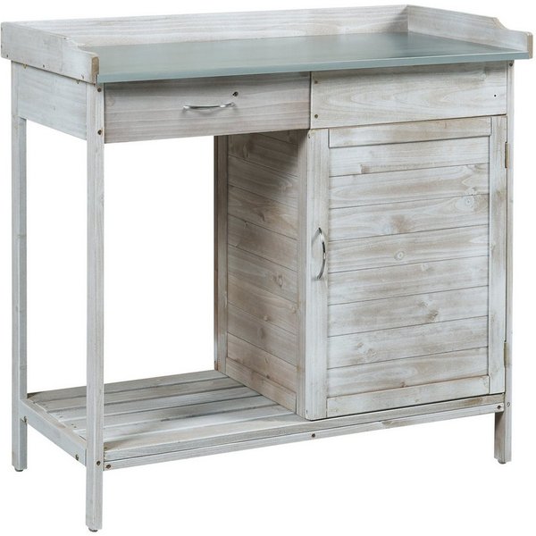 casa.pro Pflanztisch, »Aliano« verzinkte Arbeitsplatte 98x48x94 cm Tannenholz Grau