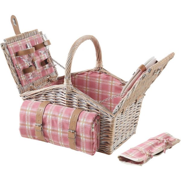 casa.pro Picknickkorb (Komplettset), »Bucchianico« Weidenkorb für 2 Personen mit Geschirr und Besteck