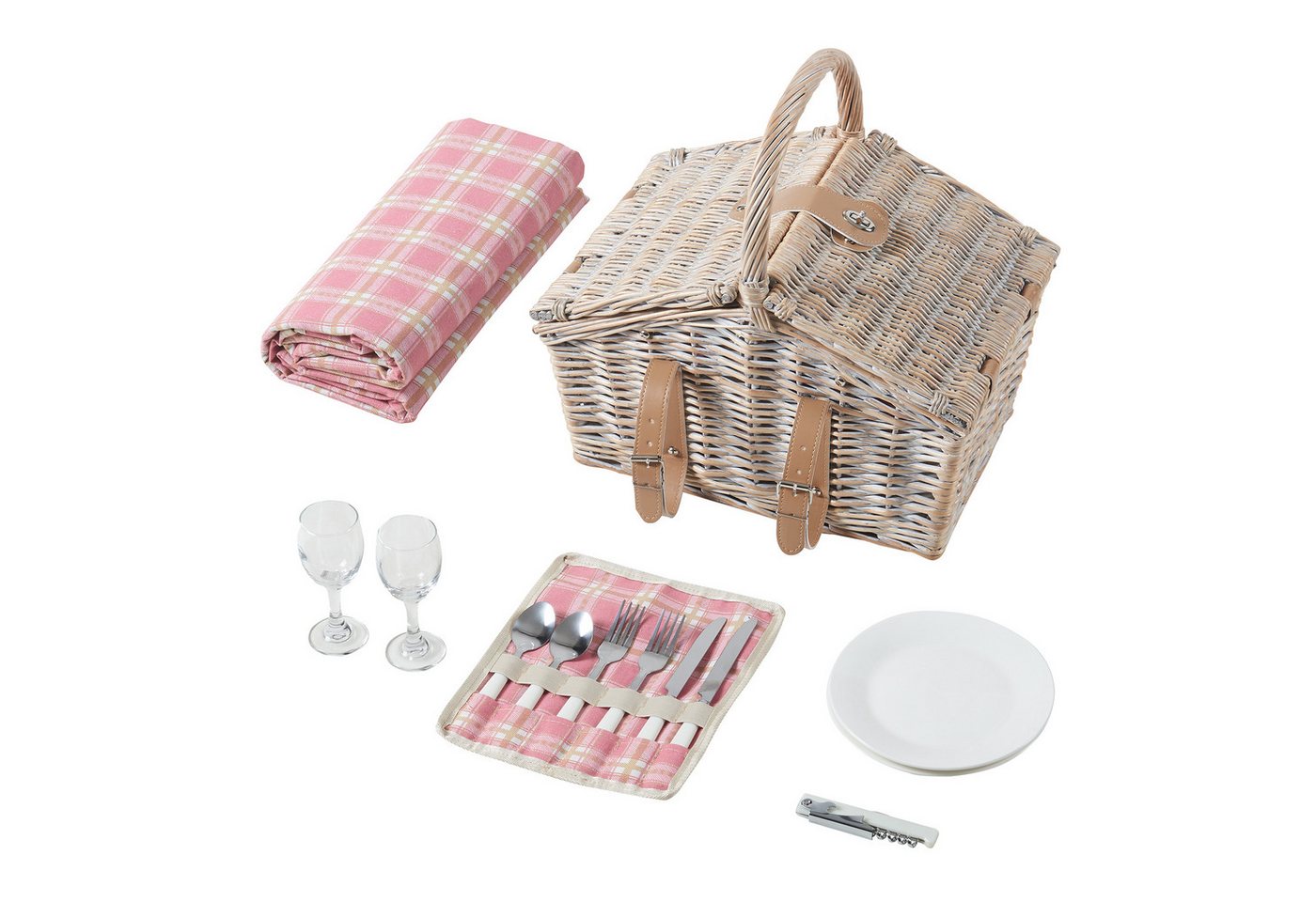 casa.pro Picknickkorb (Komplettset), »Bucchianico« Weidenkorb für 2 Personen mit Geschirr und Besteck – Bild 5 von 5