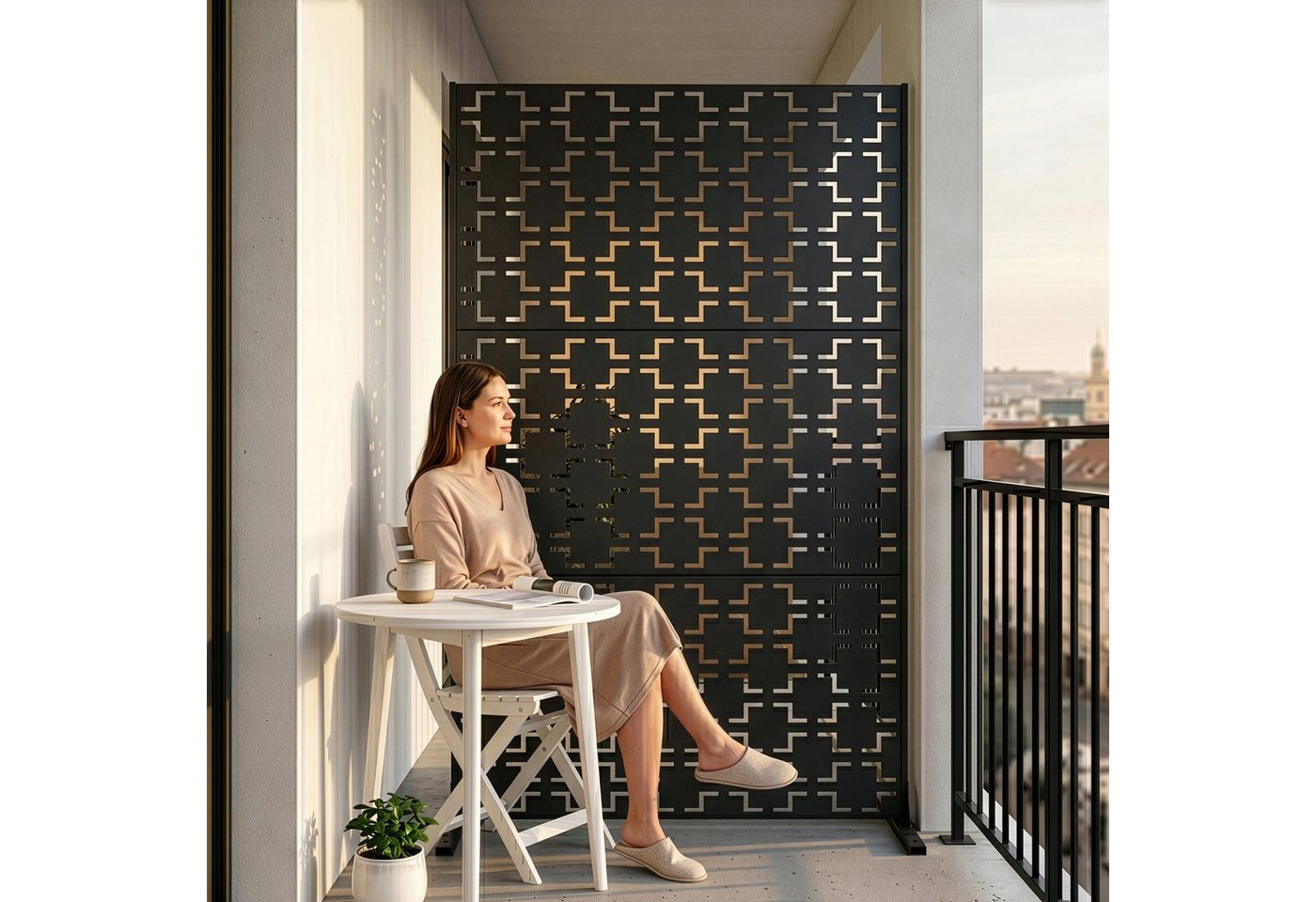 casa.pro Raumteiler, »Basciano« Trennwand verzinkter Stahl 180x90 cm Anthrazitgrau – Bild 4 von 5