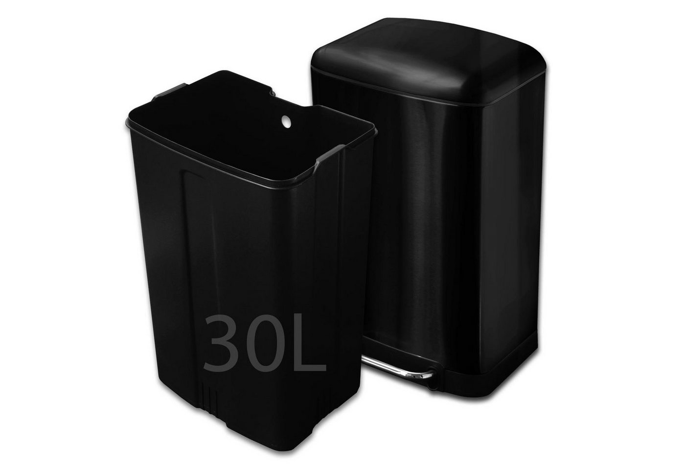 casa pura Mülleimer Cubo, Abfallbehälter aus Edelstahl, 2 Farben, 30 Liter – Bild 3 von 4
