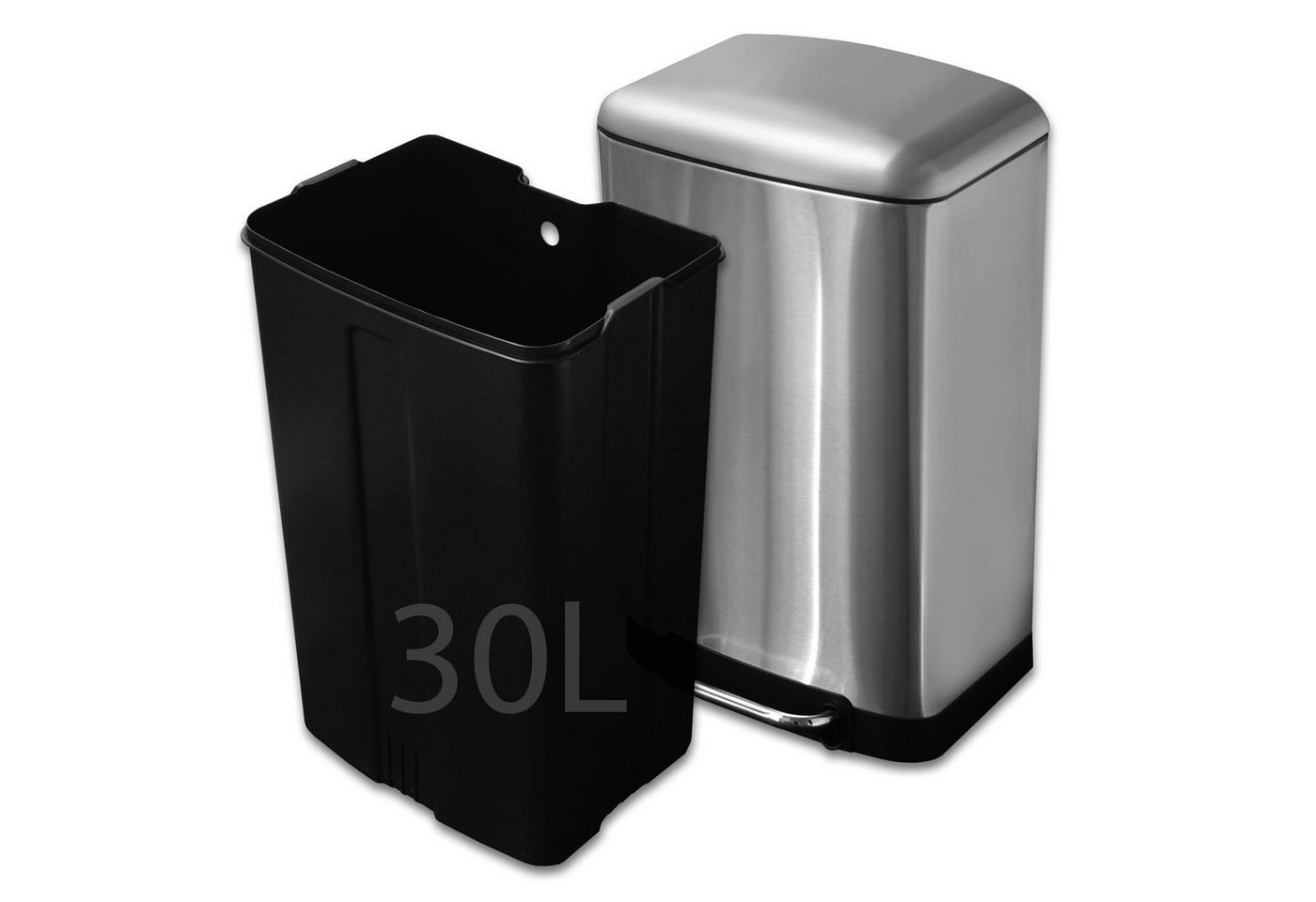 casa pura Mülleimer Cubo, Abfallbehälter aus Edelstahl, 2 Farben, 30 Liter – Bild 3 von 4