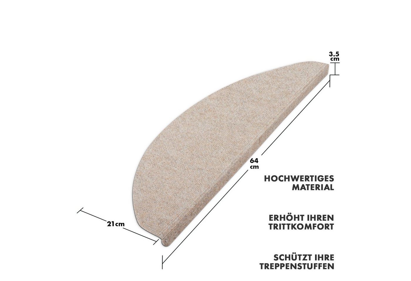 casa pura Stufenmatte Leipzig, Erhältlich in 5 Farben, Treppenschoner, halbrund, Höhe: 4.4 mm – Bild 2 von 5