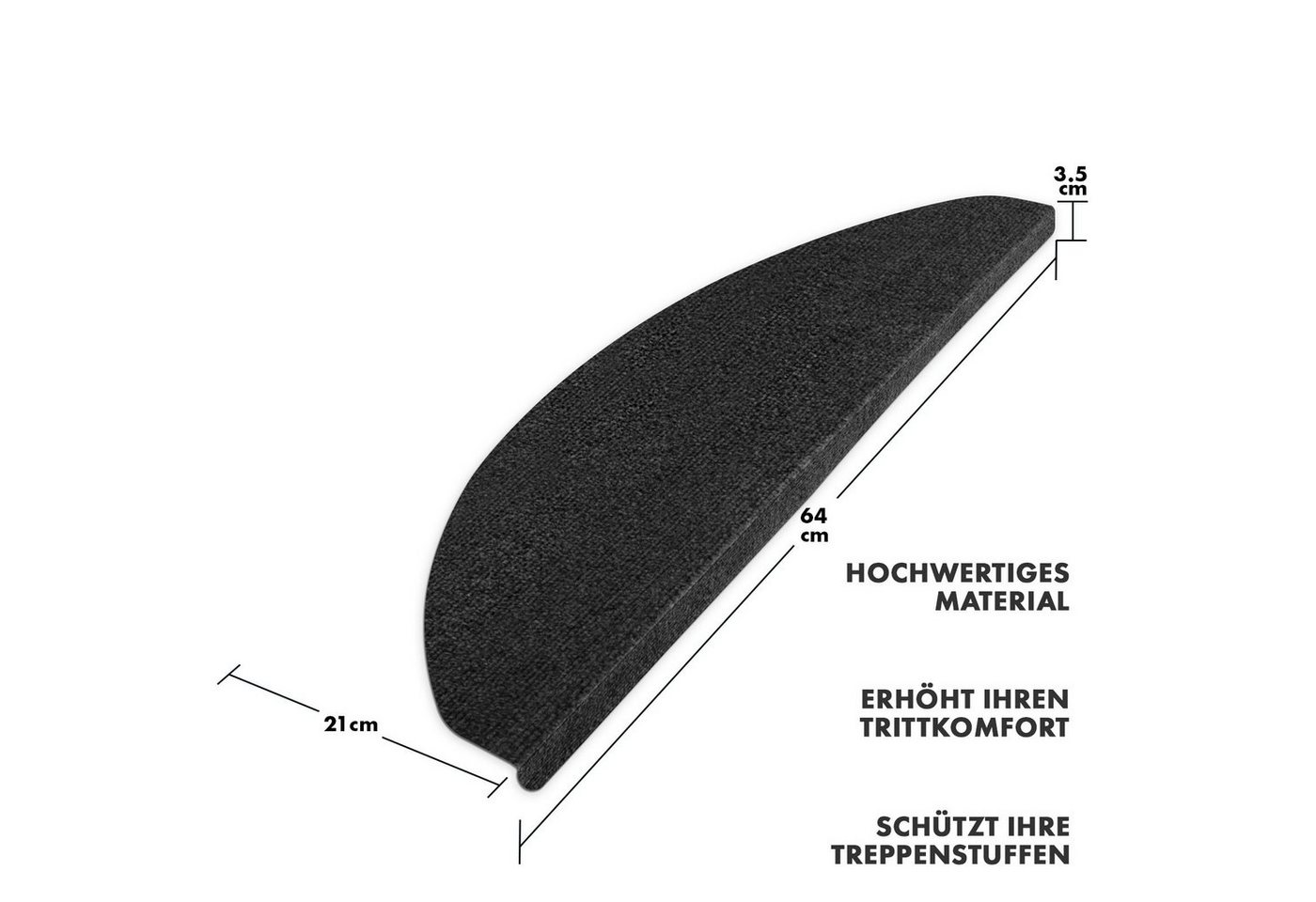 casa pura Stufenmatte Leipzig, Erhältlich in 5 Farben, Treppenschoner, halbrund, Höhe: 4.4 mm – Bild 2 von 5