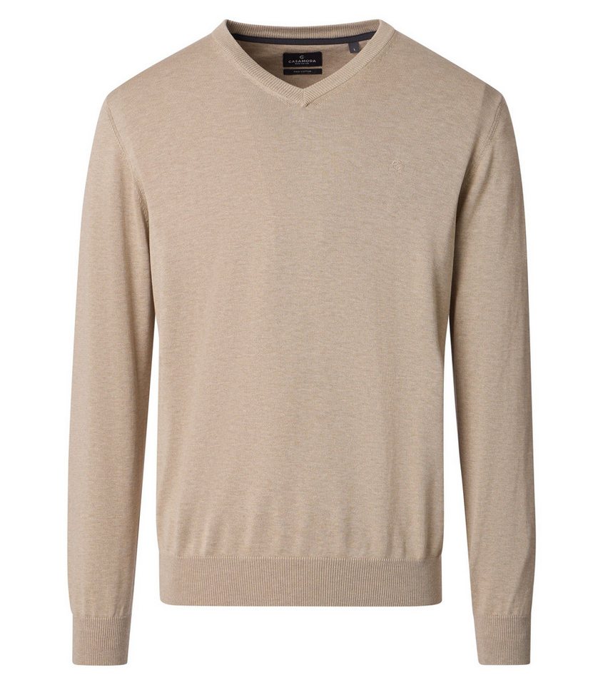 CASAMODA Strickpullover Pullover Baumwolle / V-Ausschnitt / Unifarben – Bild 2 von 4