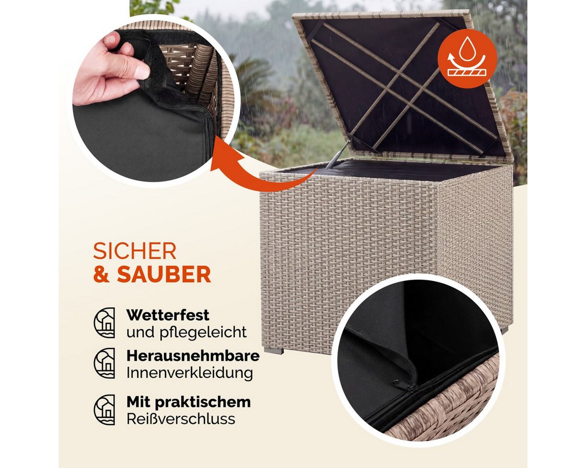Casaria Auflagenbox, 318 L mit Deckel 75x75x70cm Wasserdicht Gasdruckfeder Garten – Bild 4 von 5