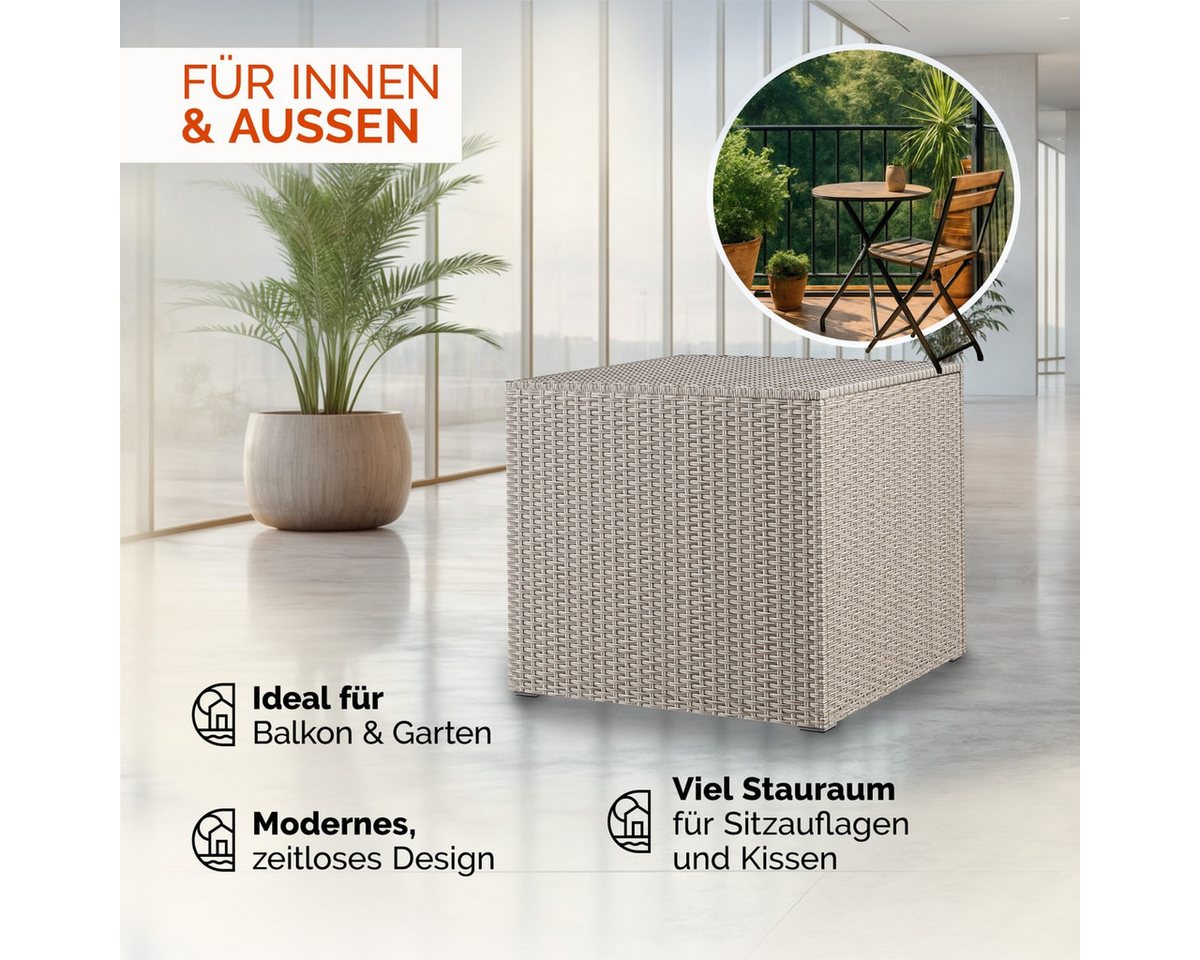 Casaria Auflagenbox, 318 L mit Deckel 75x75x70cm Wasserdicht Gasdruckfeder Garten – Bild 5 von 5