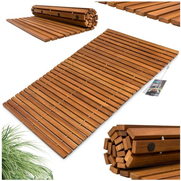 Casaria Badematte, robustes Akazienholz, Akazienholz, Stab, Badvorleger Holz 76x50 cm FSC-zertifiziertes Akazienholz Gummistopper