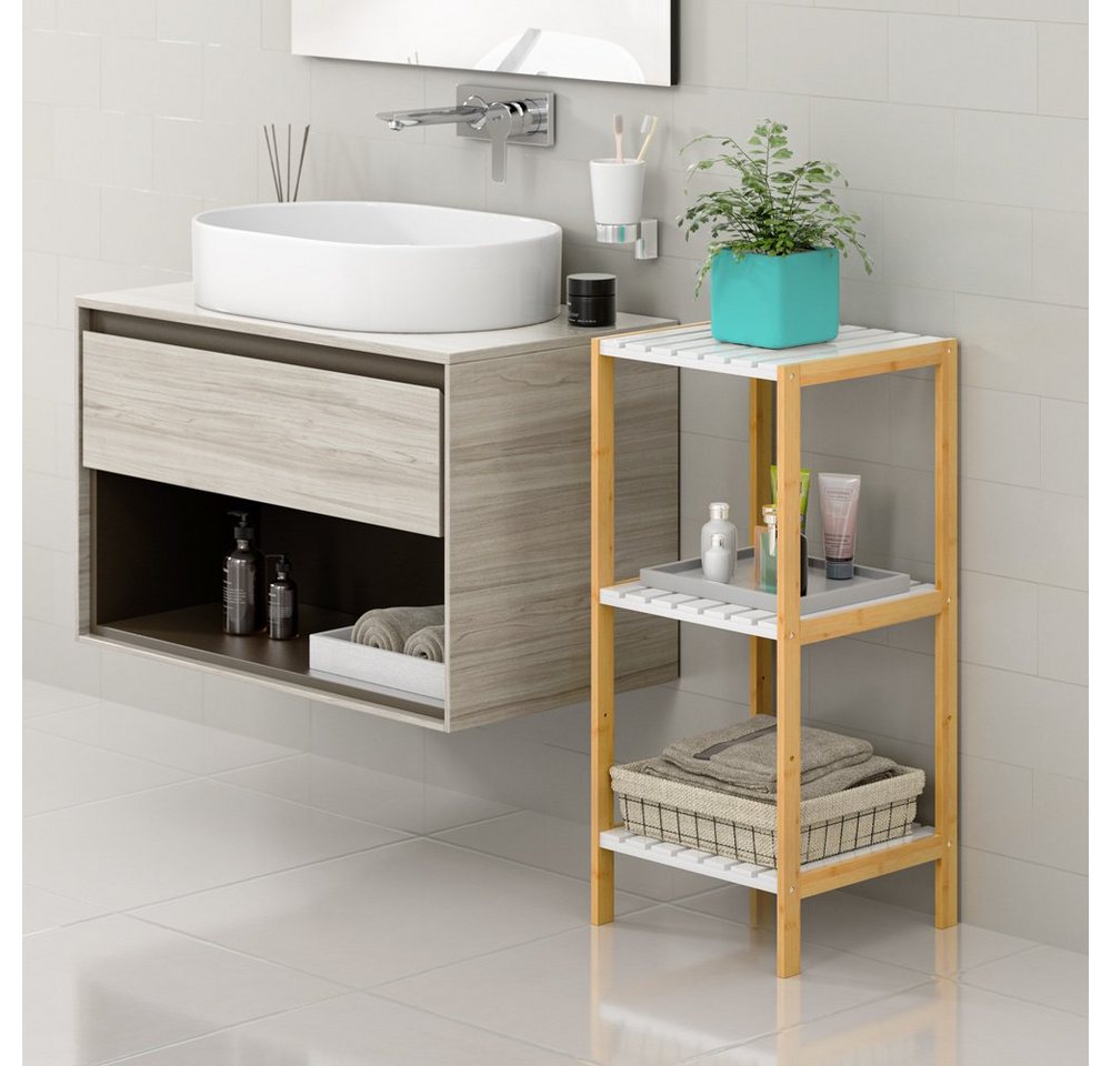 Casaria Badregal, Bambus 3 Ablagen 80x33x34 cm Holz Badezimmer Badregal Holzregal – Bild 2 von 5