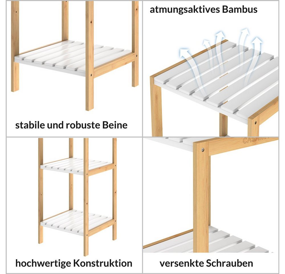 Casaria Badregal, Bambus 3 Ablagen 80x33x34 cm Holz Badezimmer Badregal Holzregal – Bild 4 von 5