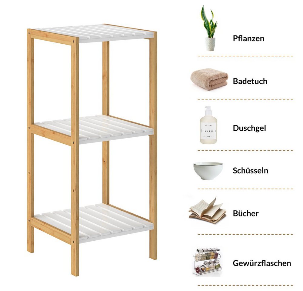 Casaria Badregal, Bambus 3 Ablagen 80x33x34 cm Holz Badezimmer Badregal Holzregal – Bild 5 von 5