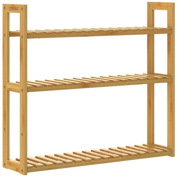 Casaria Badregal, Holz Hängeregal 60x54cm 3 Ablagen Belastbarkeit 30kg Bad Flur Bambus