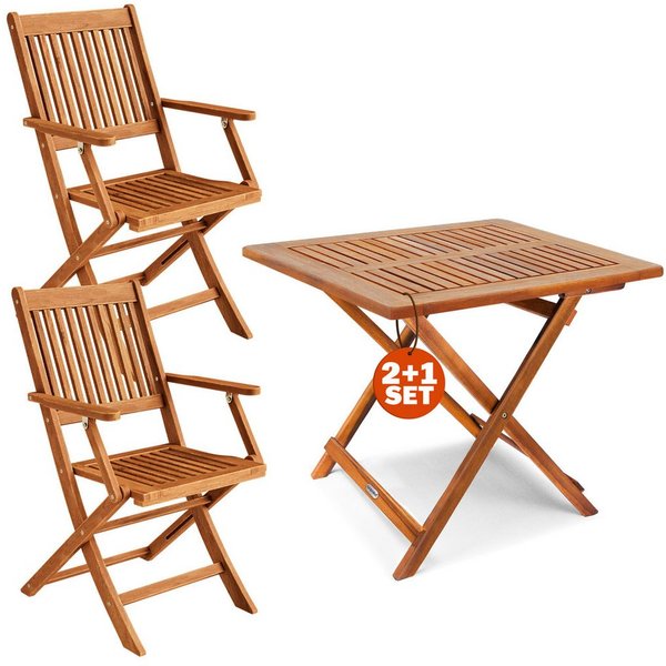 Casaria Balkonset, (3-tlg), Set 2 Personen Holz FSC®-zertifizierte Stühle 160kg Belastbar Balkon