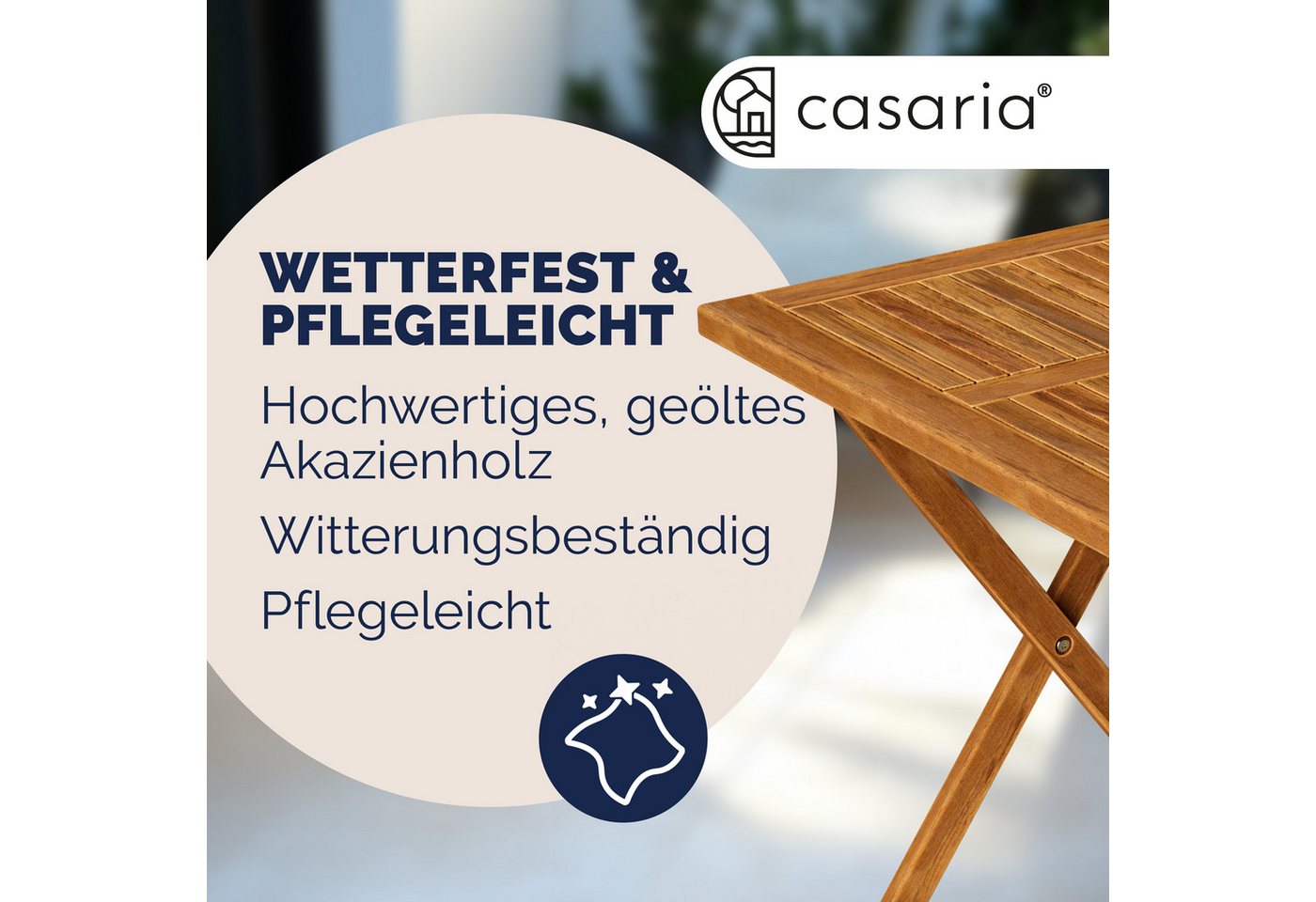 Casaria Balkonset, (3-tlg), Set 2 Personen Holz FSC®-zertifizierte Stühle 160kg Belastbar Balkon – Bild 5 von 5