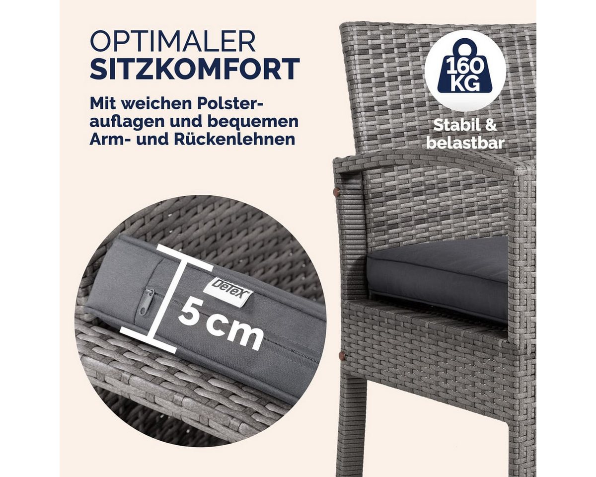 Casaria Balkonset, 4 Personen Wetterfest 7 teilig Polyrattan 2x Sessel Gartenbank Tisch – Bild 3 von 5