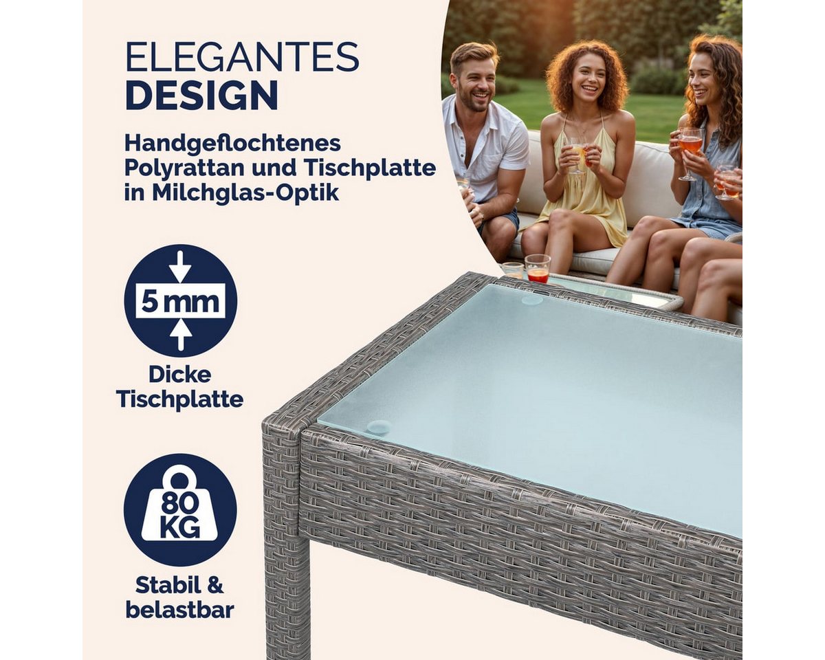 Casaria Balkonset, 4 Personen Wetterfest 7 teilig Polyrattan 2x Sessel Gartenbank Tisch – Bild 4 von 5