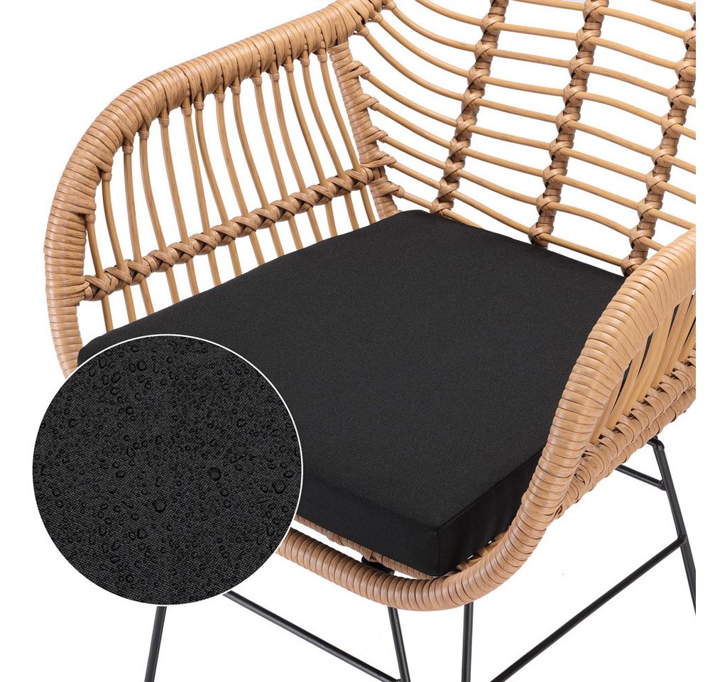 Casaria Balkonset Bali, (3-tlg), Rattan-Optik 5cm Auflagen Wetterfest Sicherheitsglas Höhenverstellbar – Bild 3 von 5