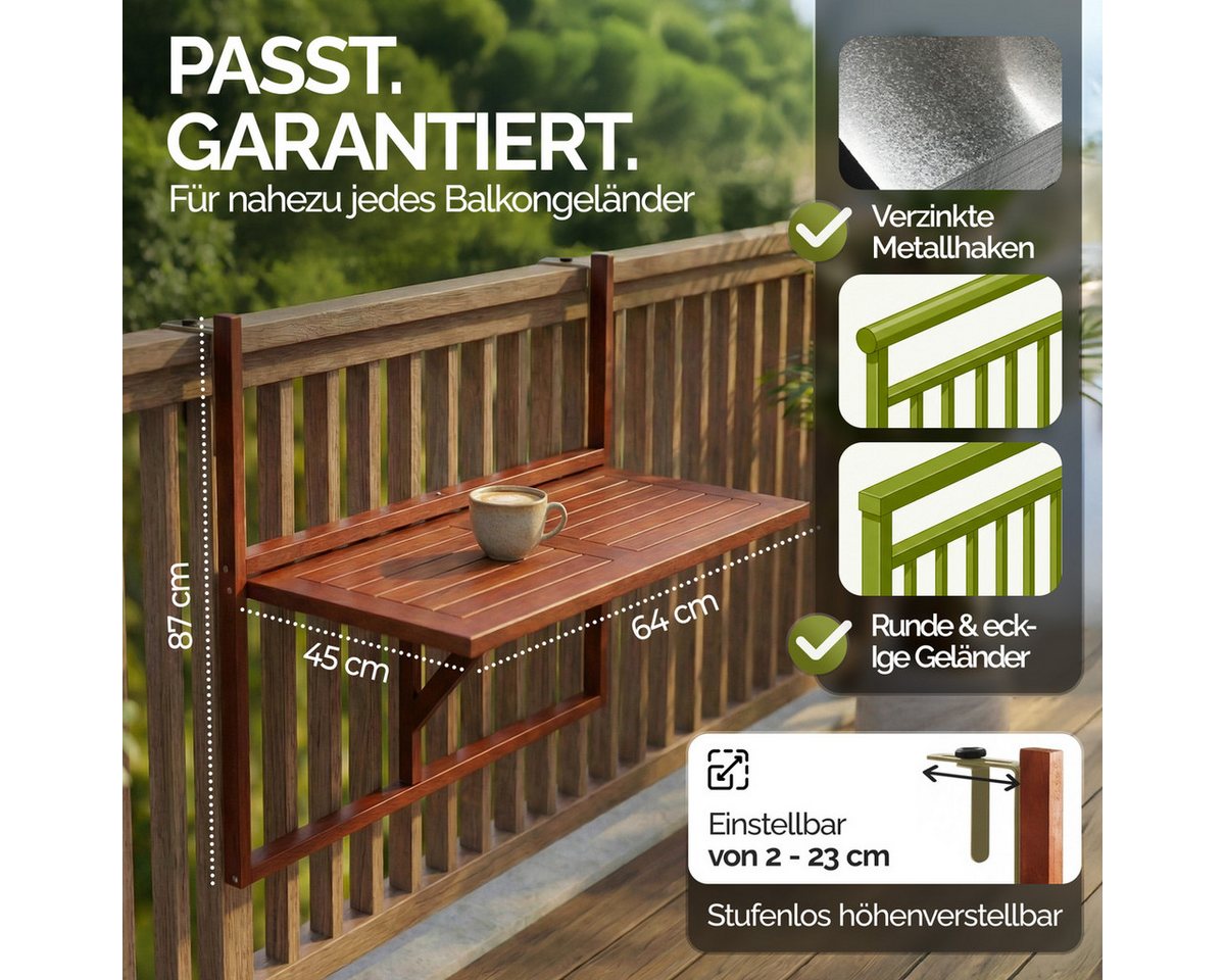 Casaria Balkonset, (3-tlg), 2 Personen Holz FSC®-zertifiziert Wetterfest Akazie Klappbar Balkon – Bild 3 von 5