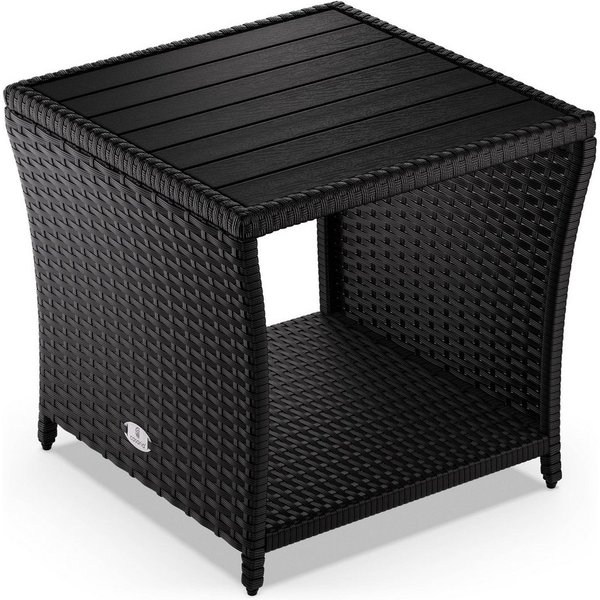 Casaria Beistelltisch (1-St), Polyrattan WPC Tischplatte 45x45x40cm Wetterfest Outdoor Garten