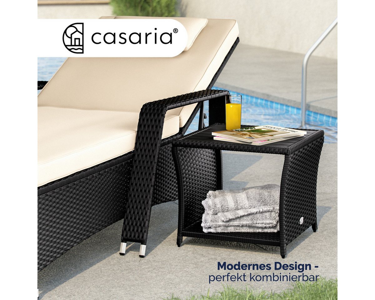 Casaria Beistelltisch (1-St), Polyrattan WPC Tischplatte 45x45x40cm Wetterfest Outdoor Garten – Bild 3 von 5