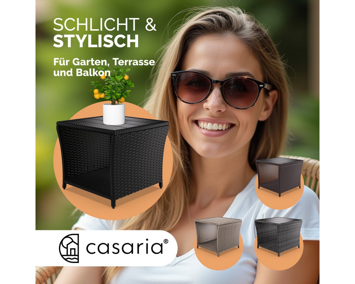 Casaria Beistelltisch (1-St), Polyrattan WPC Tischplatte 45x45x40cm Wetterfest Outdoor Garten – Bild 5 von 5